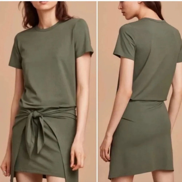 Aritziz Wilfred Free Blair Olive wrap tee shirt dress SZ S - Picture 1 of 13